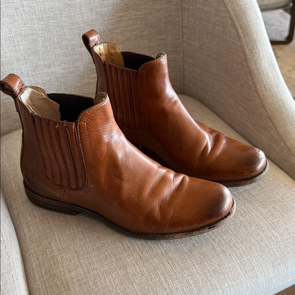 Frye Brown Leather Chelsea Ankle Boots